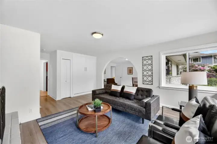 Murphy Bed and closet in view.