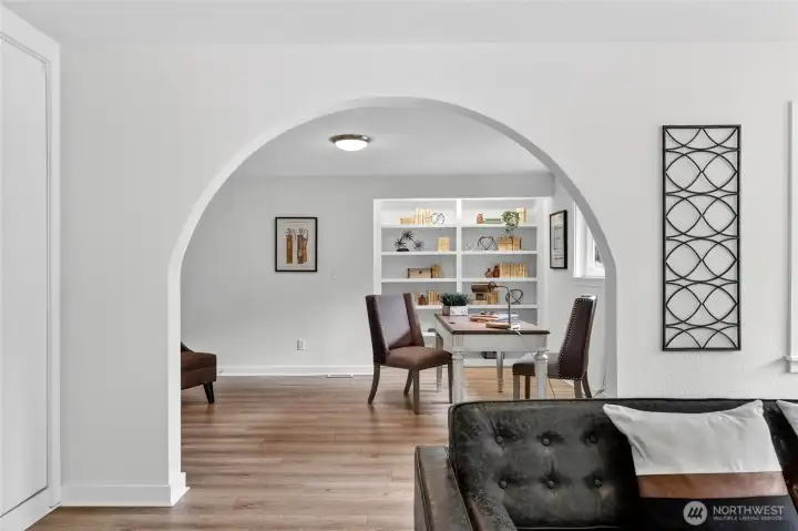 Sweet details for home office of extra play area.