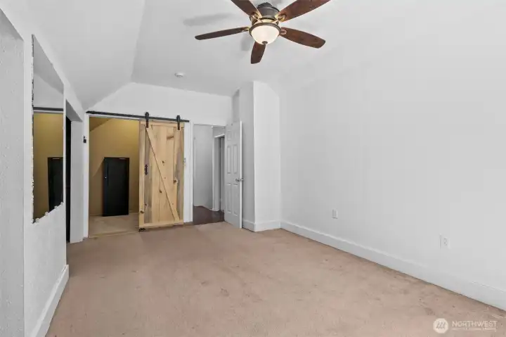 Walk-in closet with locking safe included Walk-in closet with locking safe included
