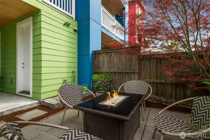 The sellers had a patio put into the yard, very easy to maintain and lots of great space to hang out in. The sellers had a patio put into the yard, very easy to maintain and lots of great space to hang out in.