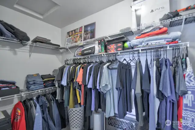 Extra large primary closet.