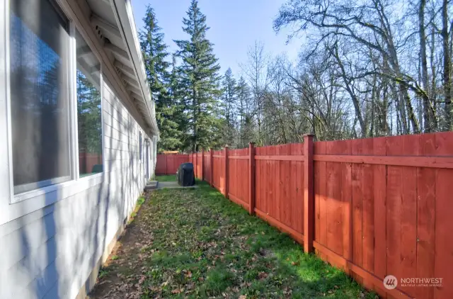 Fully fenced backyard.