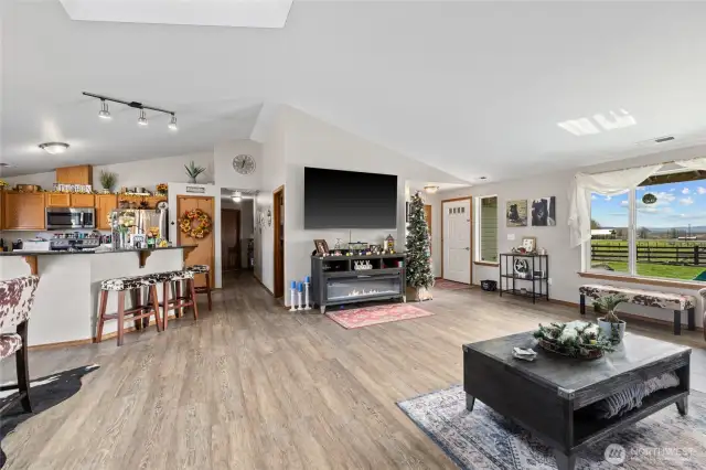 living room and kitchen