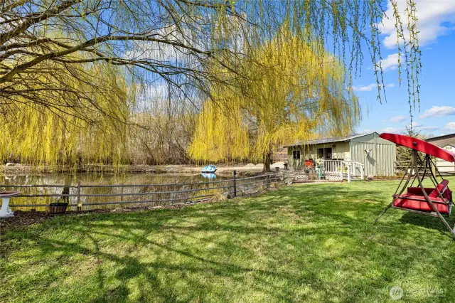 pond and guest cabin
