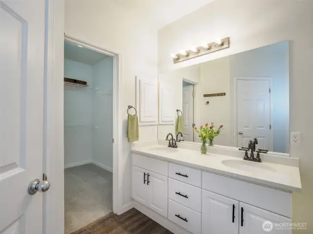 Extra large walk-in closet and new double vanity.