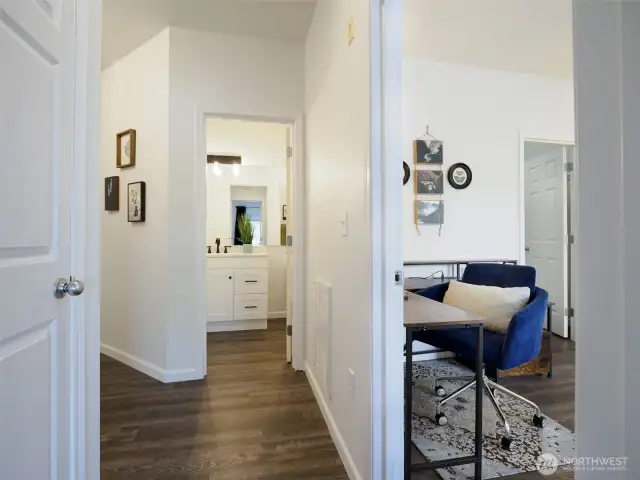 Hallway linen closet on the left.