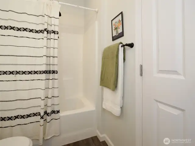 Full bath/shower combo.
