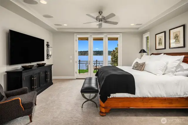 The sumptuous main floor primary suite enjoys it's own private wing of this fine residence.