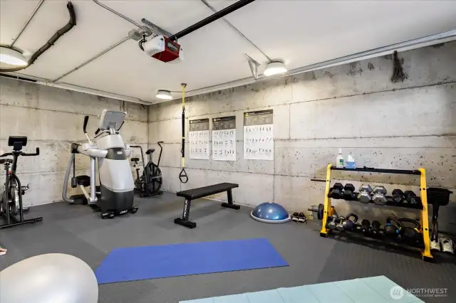 1 of the 3 Garage Bays used as the Exercise Room