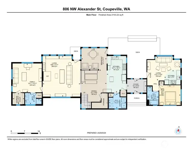 Main House Floor Plan showing ADU Guest House through the Foyer to the right