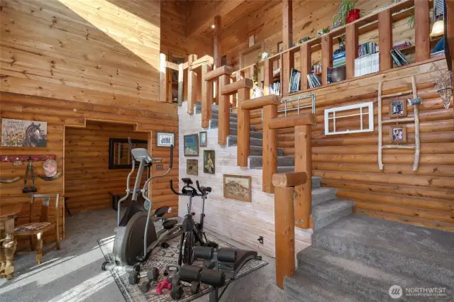 Grand stairway leads up to 3 bedrooms