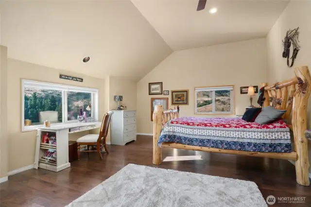 Primary bedroom with west mountain views