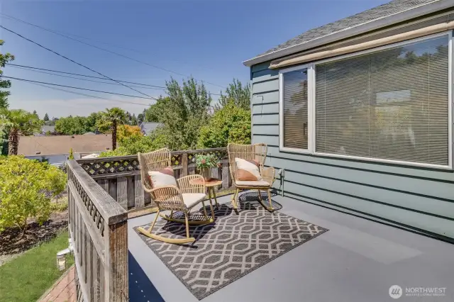 Enjoy your morning coffee or evening cocktail on the west-facing deck.