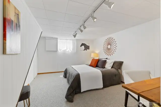 Spacious third bedroom on lower level with new carpet and paint.