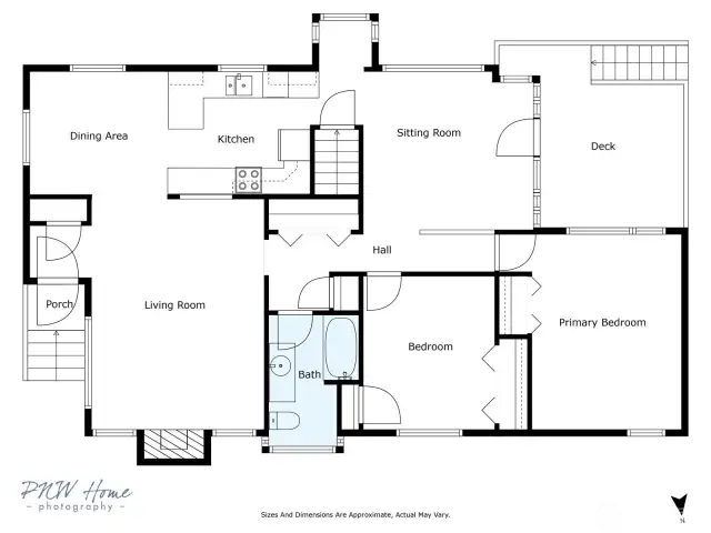Floorplan depicting the main level of the home.