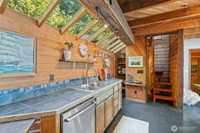 Kitchen Counter and Stairs to Second Level