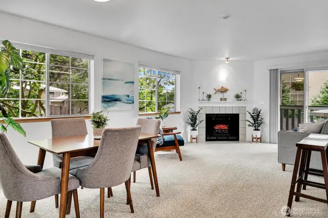 Light Filled Dining and Living Area w/ Deck Off Living Room