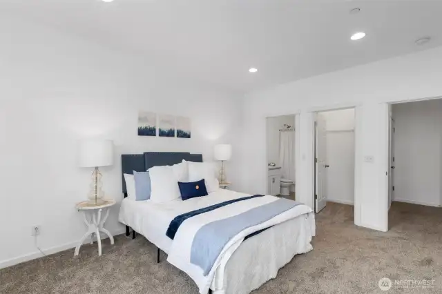 Junior suite on lower level has a nice walk in closet and full bath ensuite. Perfect for guests or multi-gen living!
