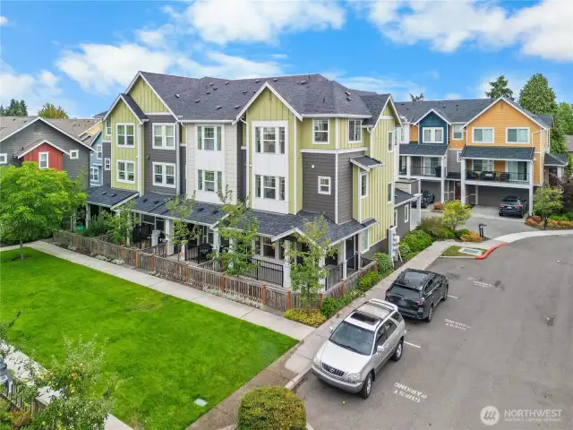 Low HOA dues include lawn service, common area maintenance, water, and sewer.
