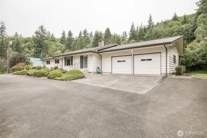 Attached oversized garage