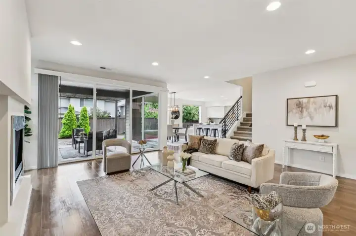 Great room opens to back deck