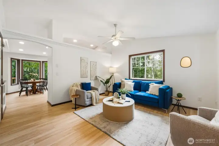 A formal living space welcomes your guest from the covered front porch as they enter your home.