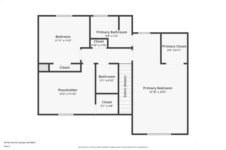 Floor Plan – Upper Level:  The upper level offers four generously sized bedrooms, including a spacious primary suite with dual closets and its own private bath. A full hallway bath and an additional ensuite bath provide convenience and flexibility for guests or household members. Ample closet space and a functional layout make this level both comfortable and practical for everyday living.