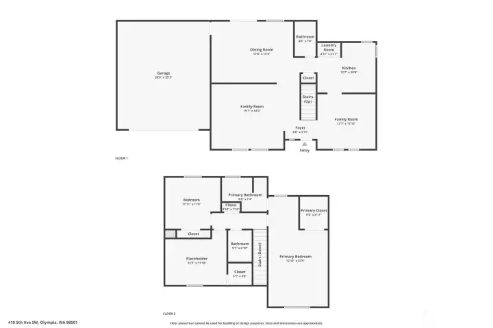 Floor Plan – Main Level:  This functional main level features multiple living spaces including a bright living room, spacious family room, and an open dining area connected to the kitchen. Convenient amenities include a main-level laundry room, powder bath, and direct access to the attached two-car garage.   Floor Plan – Upper Level:  The upper level offers four generously sized bedrooms, including a spacious primary suite with dual closets and its own private bath. A full hallway bath and an additional ensuite bath provide convenience and flexibility for guests or household members. Ample closet space and a functional layout make this level both comfortable and practical for everyday living.
