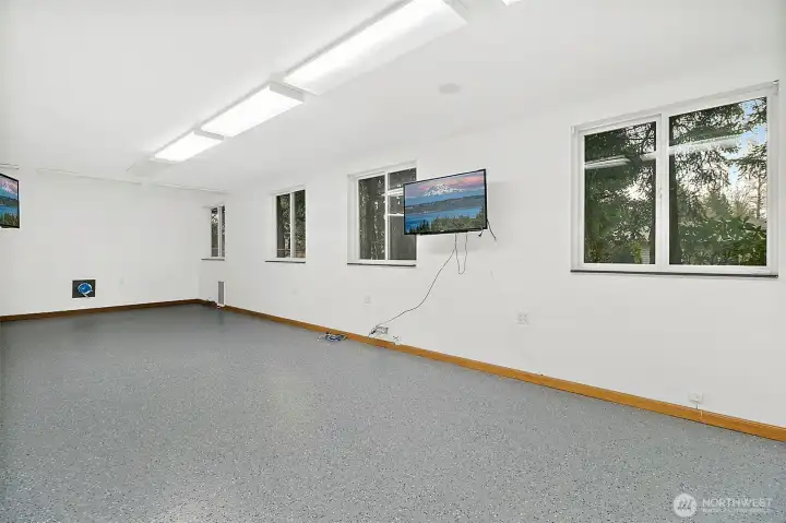 Office area with new epoxy flooring.