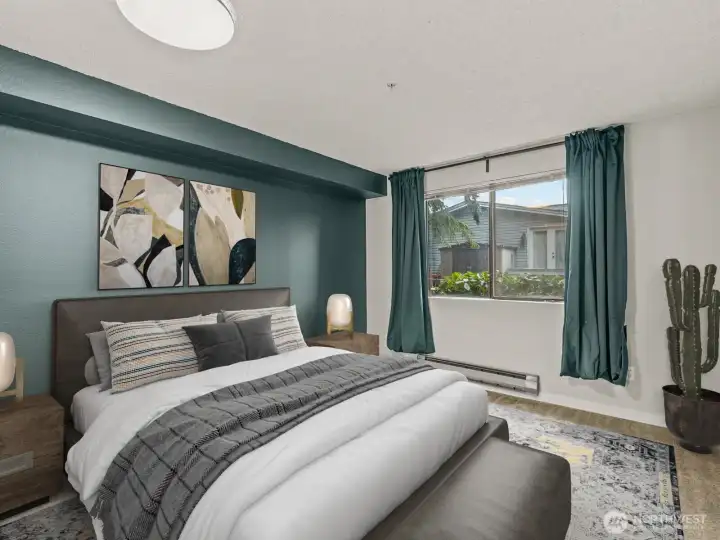 Large bedroom with room for king sized bed.