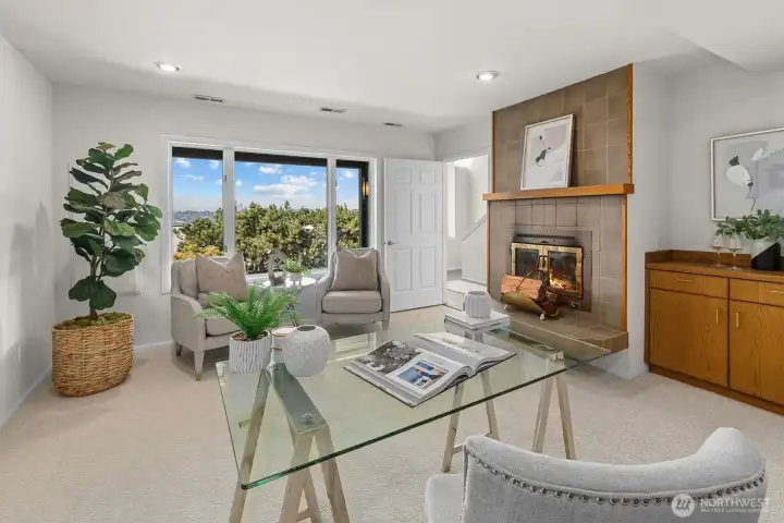 Versatile bonus room—ideal for office or guest space (staged)