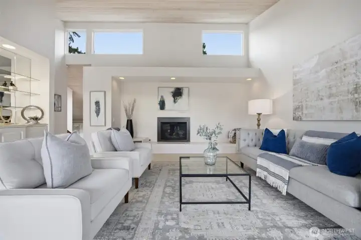 Cool full brick wall surround gas fireplace