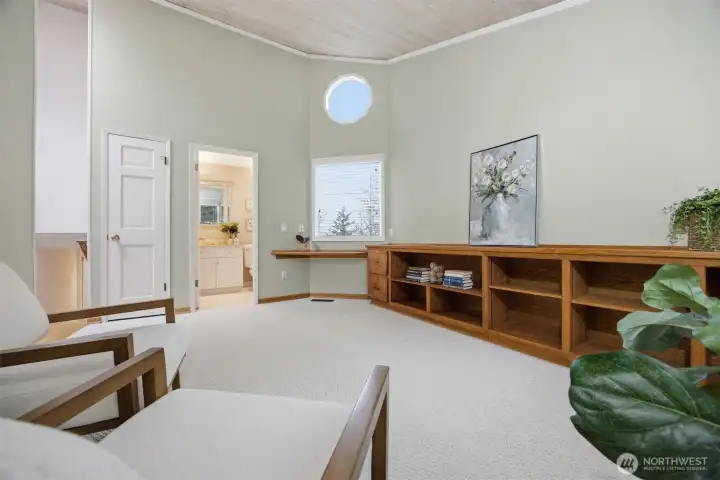 Built-in desk is a nice feature.