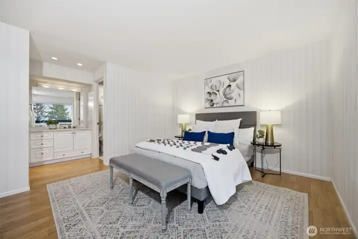 Looking toward the ensuite bath.