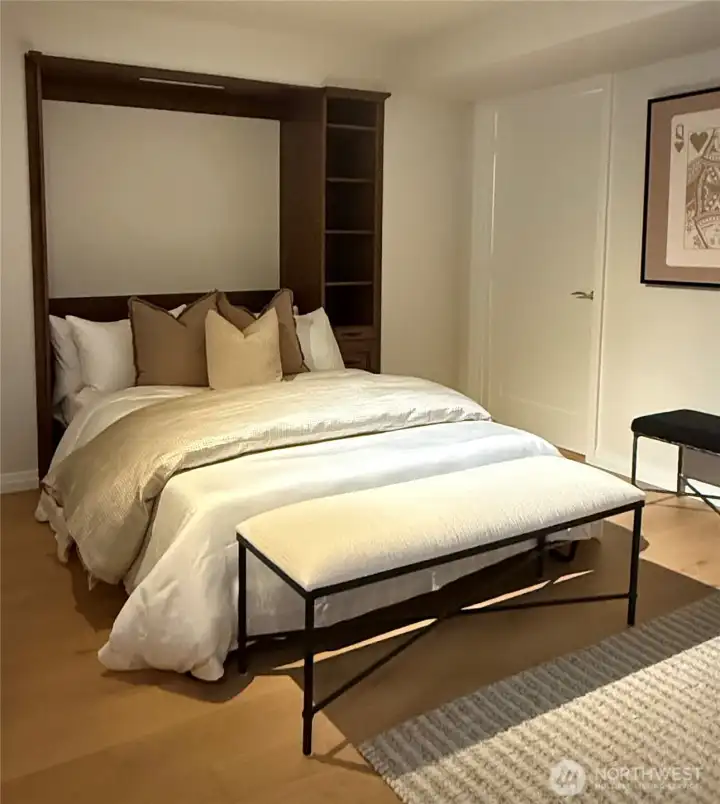 Queen Size Murphy bed, easy to operate.