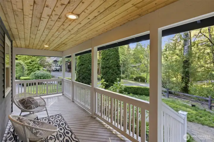 Wraparound porch designed to take in tranquil nature views year-round