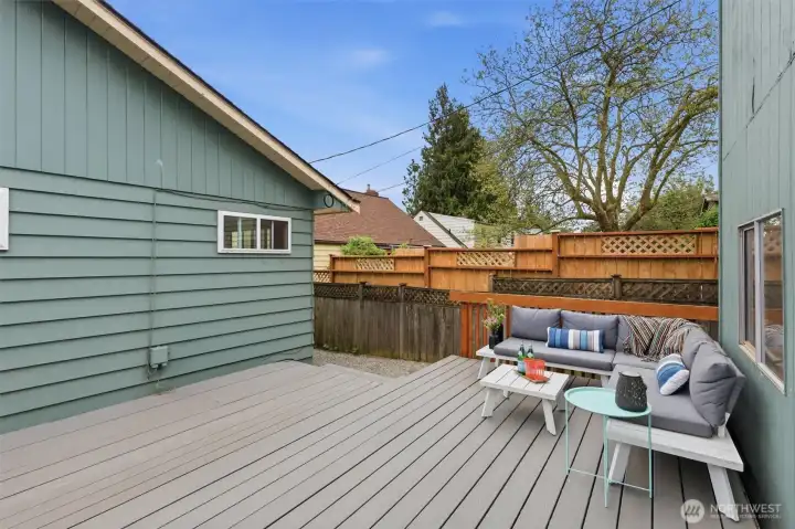 A second private Trex deck creates flexible outdoor living space with room to unwind or gather.