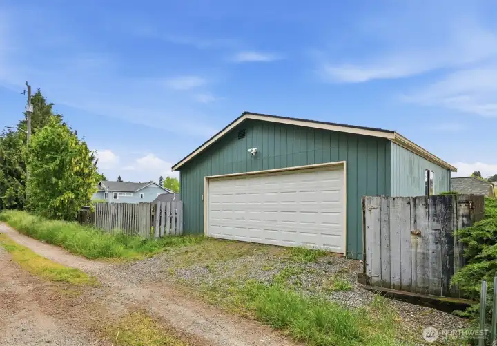Garage with alley access.
