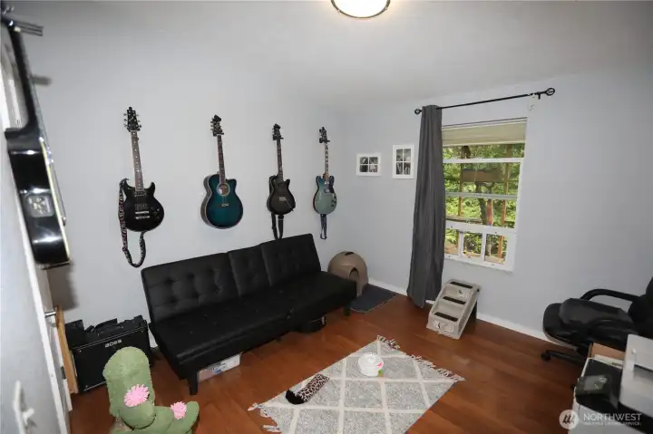 3rd bedroom same size as the second bedroom, currently being used as music room with access to catio.