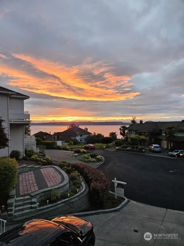 Beautiful sunsets over the Sound. This taken from the deck off the upstairs Primary Suite.