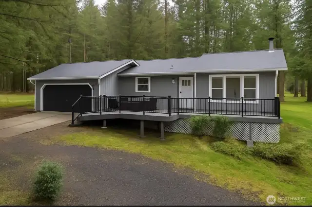 AI created photo of home painted in the ever popular PNW gray and white.