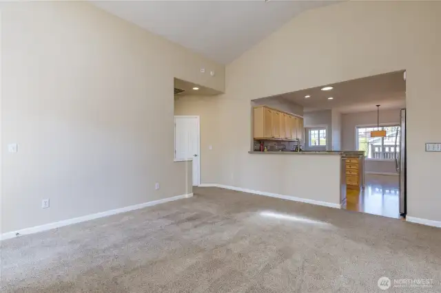 Vaulted ceilings in the family room