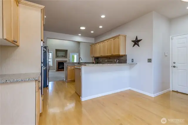 Bar seating on this side of the kitchen