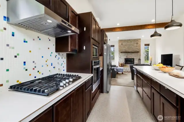 Gas stove cook top and plenty of counter space for all of your cooking needs.
