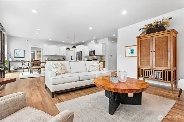 Open to kitchen/dining but still nice separation