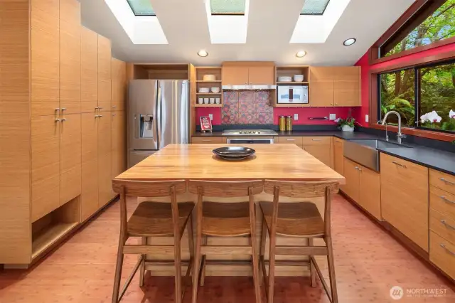 There are so many special touches in this beautiful home. Note the lower cubby to the left in this picture, perfect for keeping your pet feeding bowls out of the walkway.