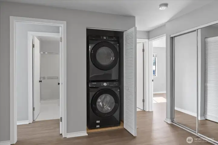 Convenient en-suite washer/dryer.  Full size washer/dryer - new in the last few years.