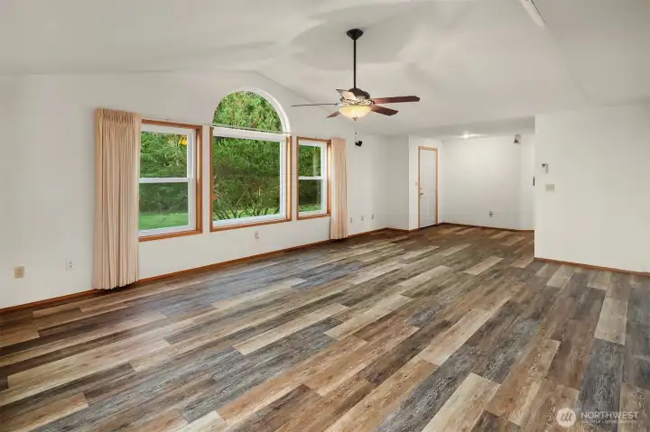 Living room looking back towards two bedrooms