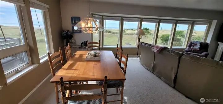 Open concept living are surrounded by ocean views.