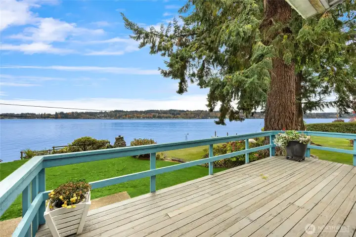 Deck Facing East to Enjoy Morning Coffee and Marine Traffic